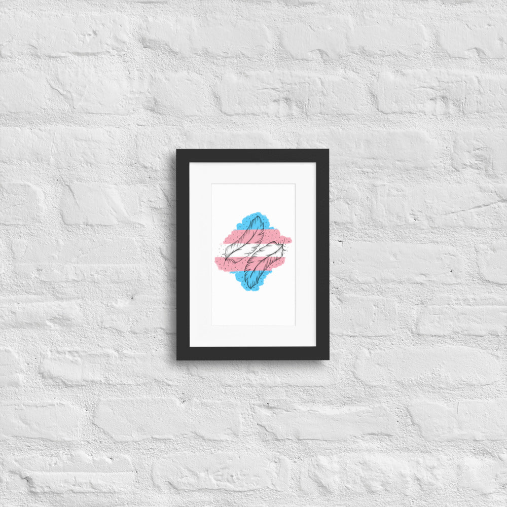 Transgender Feather Matte Paper Framed Poster
