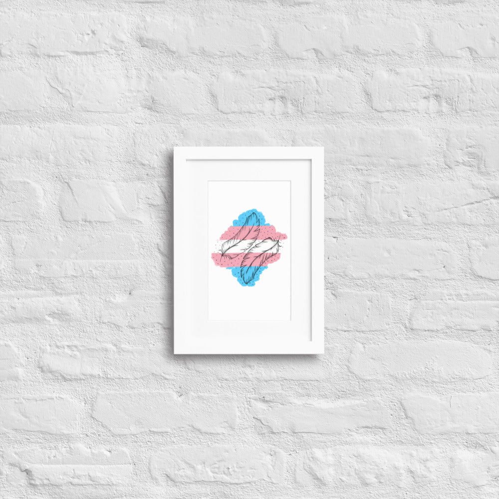 Transgender Feather Matte Paper Framed Poster