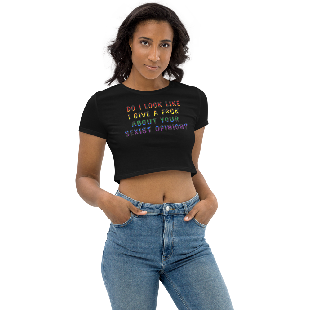 Sexist Opinion Rainbow Organic Crop Top
