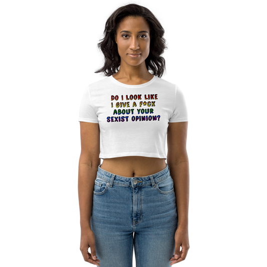 Sexist Opinion Rainbow Organic Crop Top
