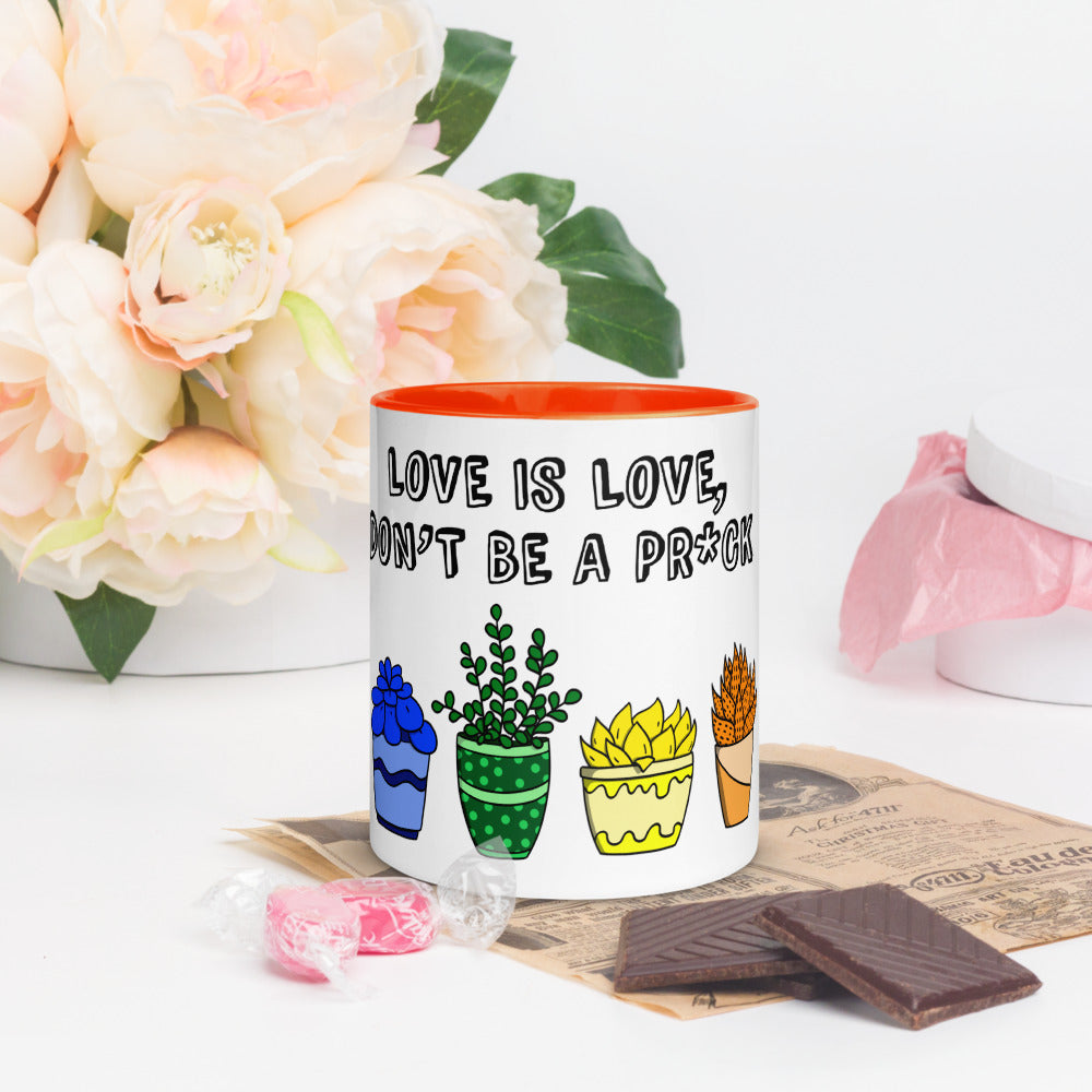 Love is Love, don't be a pr*ck colour mug
