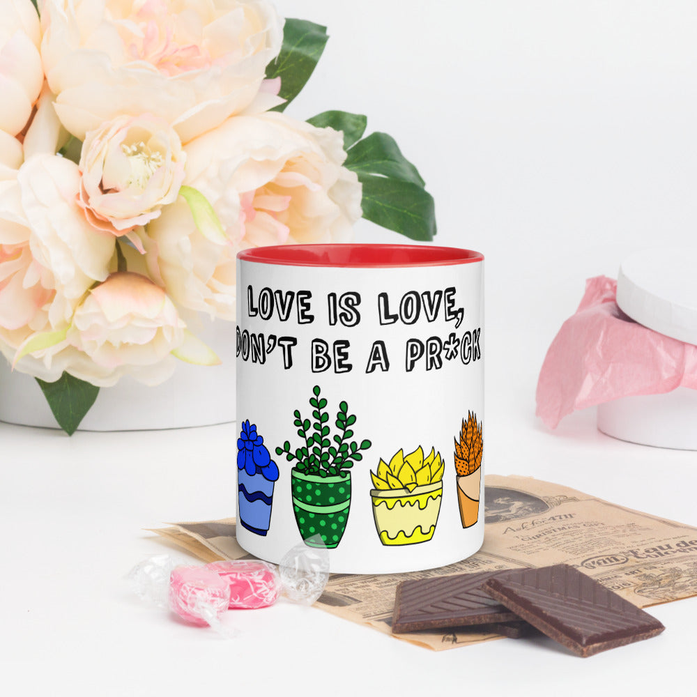 Love is Love, don't be a pr*ck colour mug