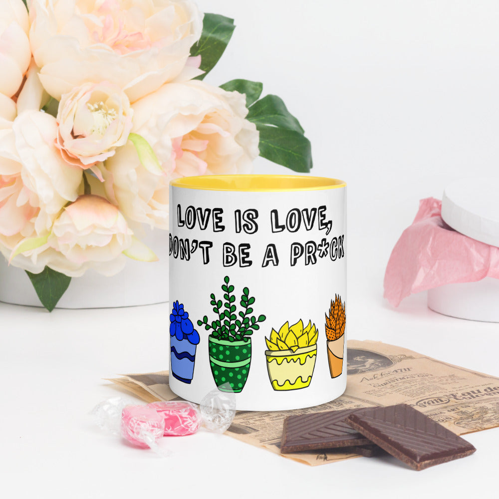 Love is Love, don't be a pr*ck colour mug