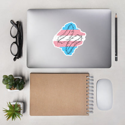 Trans Pride Stickers – Transgender Flag Feather Vinyl Decals | LGBTQ+ Aesthetic Laptop & Water Bottle Stickers