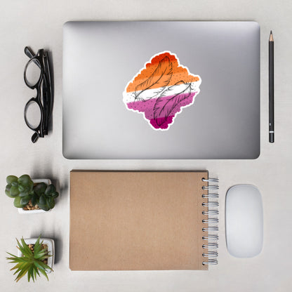 Lesbian Pride Stickers – Rainbow Feather Vinyl Stickers | LGBTQ+ Aesthetic Laptop & Water Bottle Decals