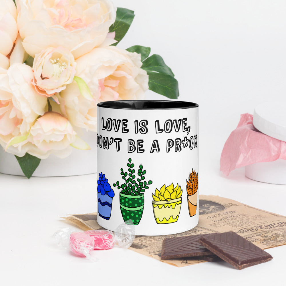 Love is Love, don't be a pr*ck colour mug